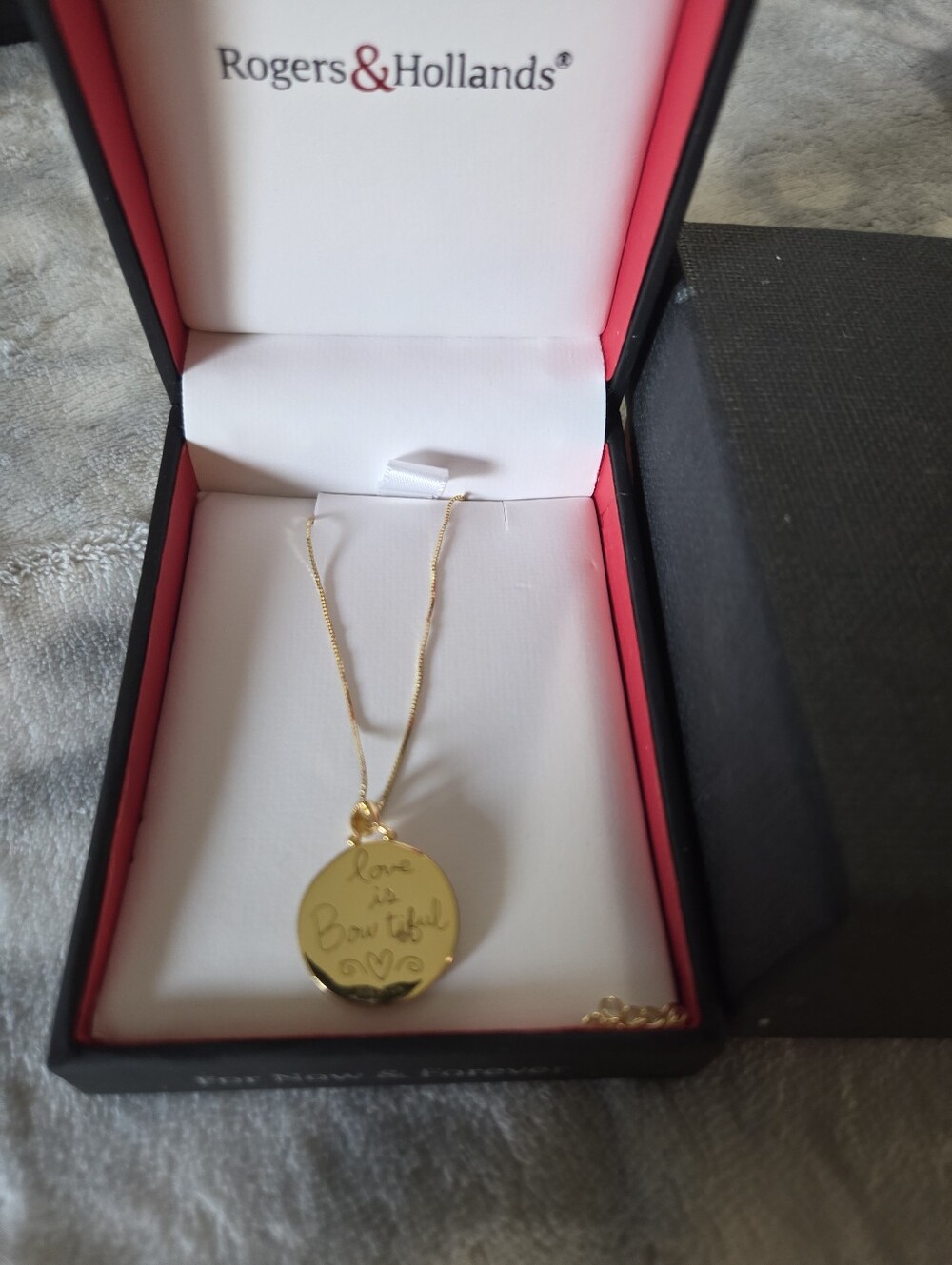 Rogers and Hollands J9bsGold 'Love is Beautiful' Pendant Necklace